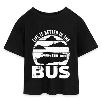 Life is Better In The Bus - Teen Cropped Jersey T-Shirt - Schwarz - Vorne - AI Model Teenager Female light (150cm)