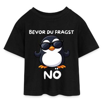 Pinguin mit Sonnenbrille NÖ - Teen Cropped Jersey T-Shirt - Schwarz - Vorne - AI Model Teenager Female light (150cm)
