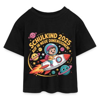 Schulkind 2025 Weltraum Planet Jungen Einschulung - Teen Cropped Jersey T-Shirt - Schwarz - Vorne - AI Model Teenager Female light (150cm)