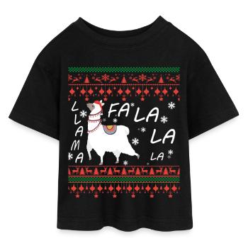 Lama Hässlicher Weihnachtspullover - Teen Cropped Jersey T-Shirt - Schwarz - Vorne - AI Model Teenager Female light (150cm)