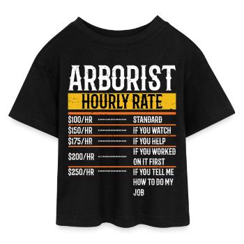 Arboriculteur Taux horaire Vêtements d’abattage d’arbres - T-shirt Crop Top en jersey Ado - noir - Devant - AI Model Teenager Female light (150cm)