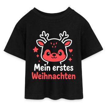 Mon premier Noël - Parents de bébé rennes - T-shirt Crop Top en jersey Ado - noir - Devant - AI Model Teenager Female light (150cm)