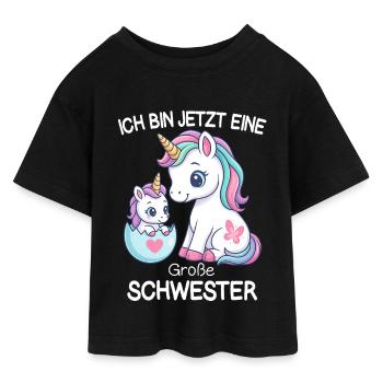 Ich bin jetzt eine große Schwester Einhorn - Teen Cropped Jersey T-Shirt - Schwarz - Vorne - AI Model Teenager Female light (150cm)