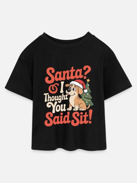 Lustiger Weihnachtshund - Teen Cropped Jersey T-Shirt - Schwarz