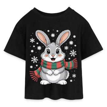 Winterhase mit Schal - Teen Cropped Jersey T-Shirt - Schwarz - Vorne - AI Model Teenager Female light (150cm)
