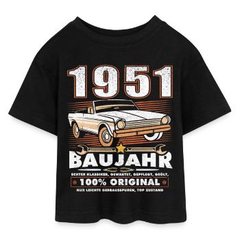 Baujahr 1951 Oldtimer Geburtstag Spruch 75 Jahre - Teen Cropped Jersey T-Shirt - Schwarz - Vorne - AI Model Teenager Female light (150cm)