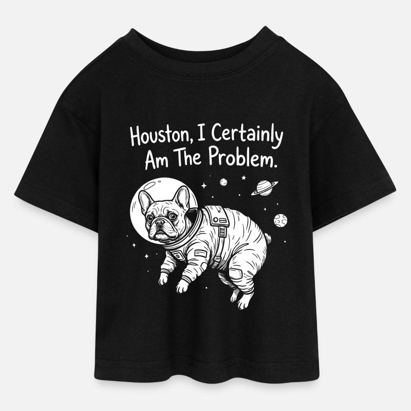 Frenchie dans l’espace – Je suis certainement le problème - T-shirt Crop Top en jersey Ado - noir