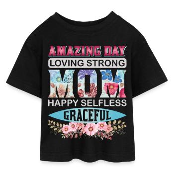 Maman Incroyable, Aimante et Forte – Fête des Mères Florale - T-shirt Crop Top en jersey Ado - noir - Devant - AI Model Teenager Female light (150cm)