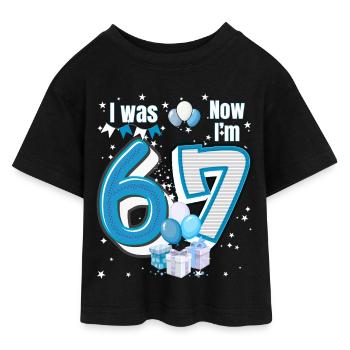 I was 6 Now Im 7 Birthday Shirt Kids 7 Birthday - T-shirt Crop Top en jersey Ado - noir - Devant - AI Model Teenager Female light (150cm)