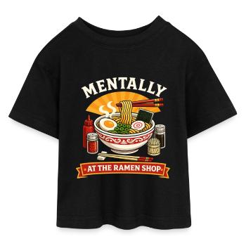 Anime Ramen Noodle Soup Japan Style Motif - Teen Cropped Jersey T-Shirt - black - Front - AI Model Teenager Female light (150cm)