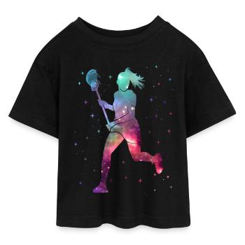 Lacrosse Joueur Espace Lacrosse féminin Filles - T-shirt Crop Top en jersey Ado - noir - Devant - AI Model Teenager Female light (150cm)