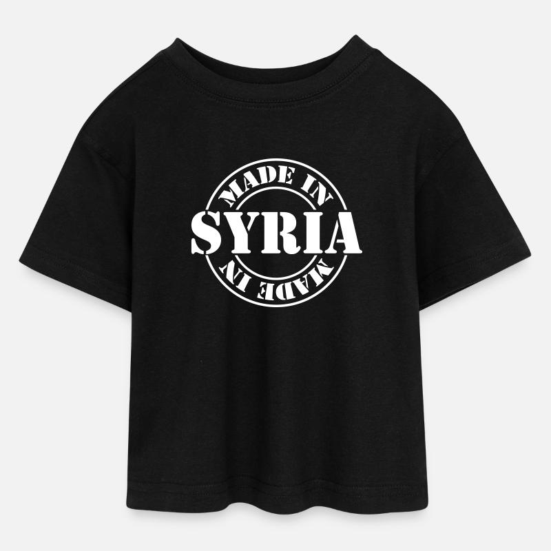 made in syria m1k2 - Młodzieżowa krótka koszulka dżersejowa - czarny