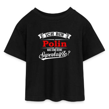Pole Polin Polen Polacy Polska Superkräfte - Teen Cropped Jersey T-Shirt - Schwarz - Vorne - AI Model Teenager Female light (150cm)