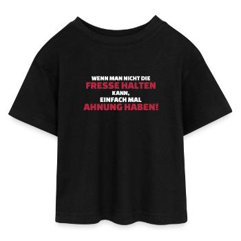 Fresse halten oder Ahnung haben - Teen Cropped Jersey T-Shirt - Schwarz - Vorne - AI Model Teenager Female light (150cm)