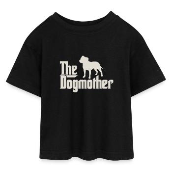 The Dogmother - Staffordshire Bullterrier - Teen Cropped Jersey T-Shirt - Schwarz - Vorne - AI Model Teenager Female light (150cm)