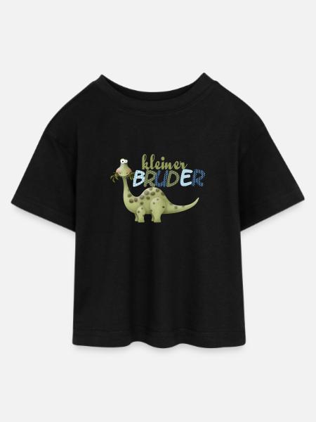 kleiner Bruder Dinosaurier - Teen Cropped Jersey T-Shirt - Schwarz