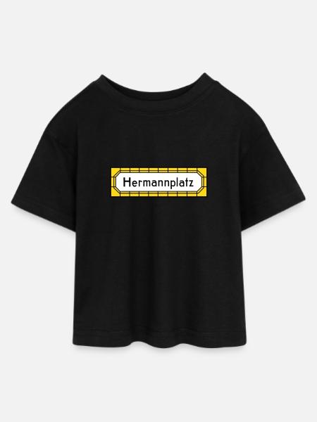 Hermannplatz NEUKÖLLN - Teen Cropped Jersey T-Shirt - Schwarz