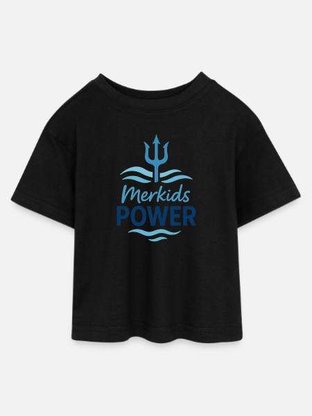 Merkids Power - Teen Cropped Jersey T-Shirt - black