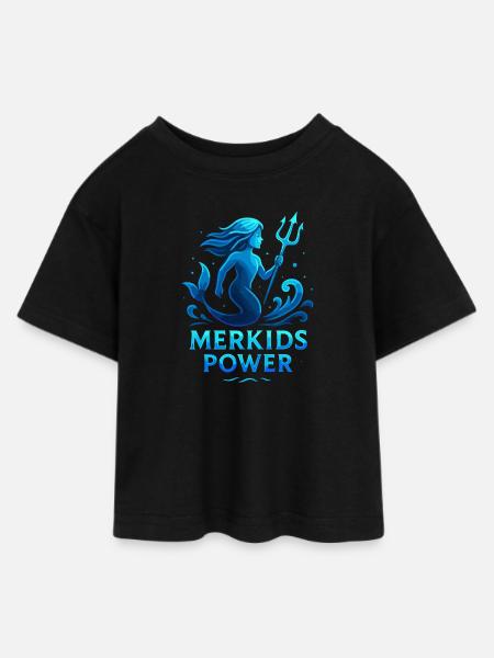 Merkids Power - Teen Cropped Jersey T-Shirt - black
