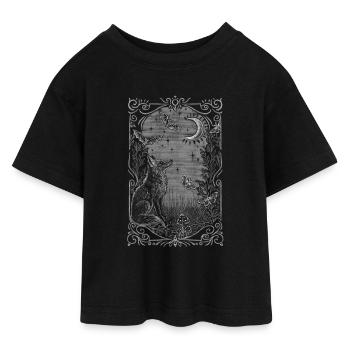 renard mystique - T-shirt Crop Top en jersey Ado - noir - Devant - AI Model Teenager Female light (150cm)