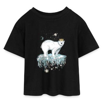 Majestätischer Eisbär mit Krone auf Eisscholle - Teen Cropped Jersey T-Shirt - Schwarz - Vorne - AI Model Teenager Female light (150cm)