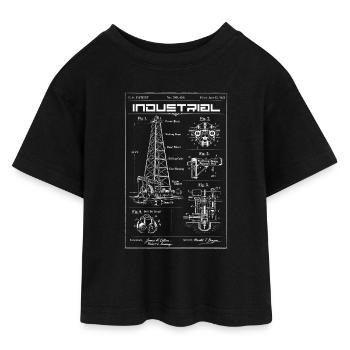Industrieller Bauplan: Ölplattformmechanik - Teen Cropped Jersey T-Shirt - Schwarz - Vorne - AI Model Teenager Female light (150cm)