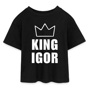 Nom d'Igor avec la lettre I - T-shirt King Crown - T-shirt Crop Top en jersey Ado - noir - Devant - AI Model Teenager Female light (150cm)