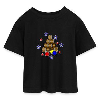 Can throwing litter on the booth of the fair Retro - Teen Cropped Jersey T-Shirt - black - Front - AI Model Teenager Female light (150cm)