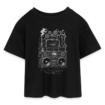 Steampunk Boombox Gears - Teen Cropped Jersey T-Shirt - black - Front - AI Model Teenager Female light (150cm)