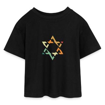 Davidstern - Teen Cropped Jersey T-Shirt - Schwarz - Vorne - AI Model Teenager Female light (150cm)
