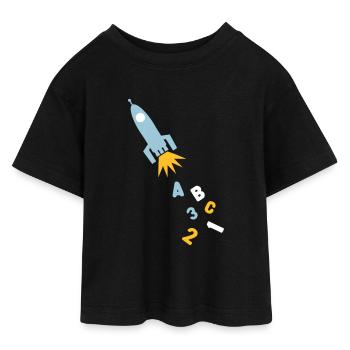 Schulrakete - Teen Cropped Jersey T-Shirt - black - Front - AI Model Teenager Female light (150cm)