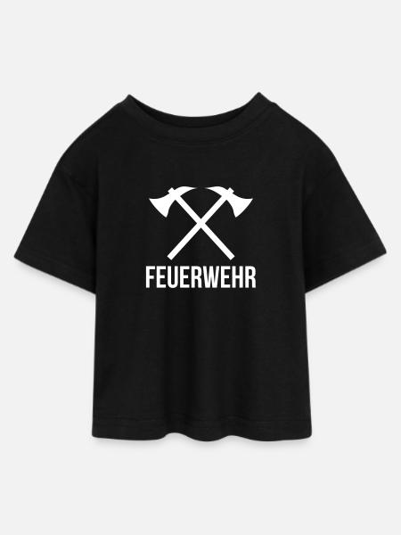feuerwehr - Teen Cropped Jersey T-Shirt - Schwarz