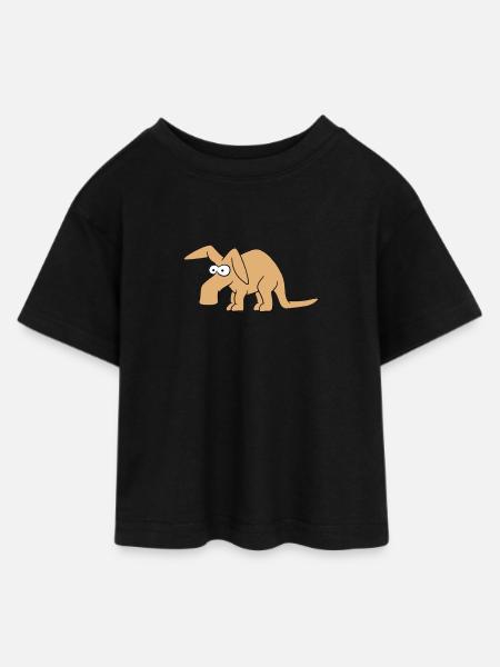 Erdferkel - Teen Cropped Jersey T-Shirt - Schwarz