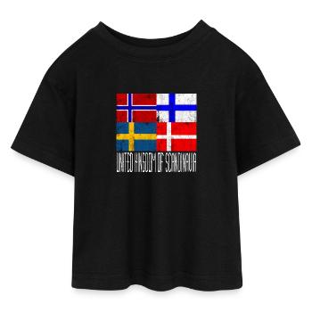 Scandinavia United - T-shirt Crop Top en jersey Ado - noir - Devant - AI Model Teenager Female light (150cm)