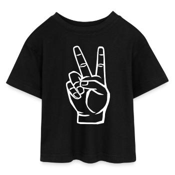 Symbole de la paix - Signe de la victoire - T-shirt Crop Top en jersey Ado - noir - Devant - AI Model Teenager Female light (150cm)