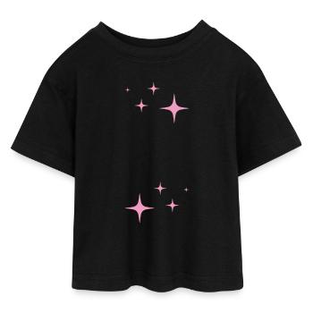 Étoiles Paillettes - T-shirt Crop Top en jersey Ado - noir - Devant - AI Model Teenager Female light (150cm)