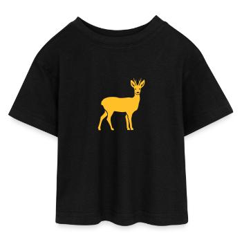 Reh - Teen Cropped Jersey T-Shirt - Schwarz - Vorne - AI Model Teenager Female light (150cm)