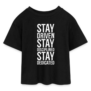 Restez motivé Restez discipliné Restez dévoué - T-shirt Crop Top en jersey Ado - noir - Devant - AI Model Teenager Female light (150cm)