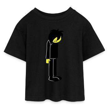 Trauriger Unglücklicher Emo Lange Schwarze Haare - Teen Cropped Jersey T-Shirt - Schwarz - Vorne - AI Model Teenager Female light (150cm)