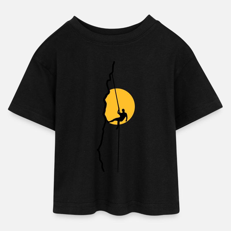 Grimpeur rappel au coucher du soleil - T-shirt Crop Top en jersey Ado - noir