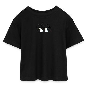 Snowball fight - Teen Cropped Jersey T-Shirt - black - Front - AI Model Teenager Female light (150cm)