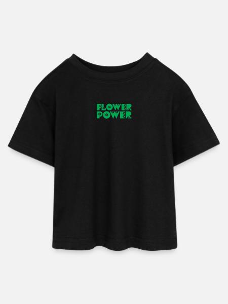 FLOWER POWER - Teen Cropped Jersey T-Shirt - Schwarz