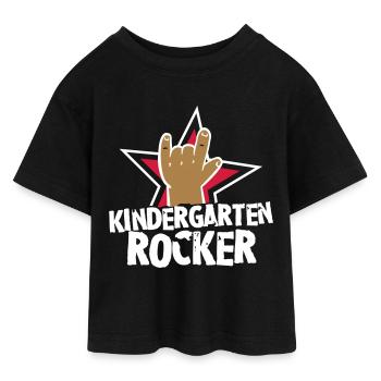 Kindergarten Rocker - Kleinkind - Kind - Rocker - Teen Cropped Jersey T-Shirt - Schwarz - Vorne - AI Model Teenager Female light (150cm)