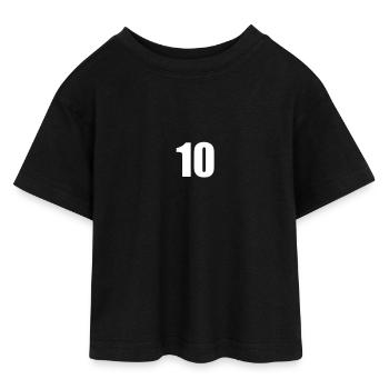 10 - Teen Cropped Jersey T-Shirt - Schwarz - Vorne - AI Model Teenager Female light (150cm)