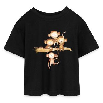 Affen, die gaffen! - Teen Cropped Jersey T-Shirt - Schwarz - Vorne - AI Model Teenager Female light (150cm)