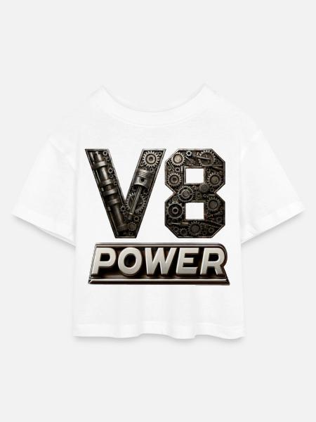 V8-Leistung - Kinder Cropped Jersey T-Shirt - Weiß
