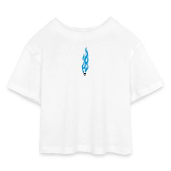 flammen - Kinder Cropped Jersey T-Shirt - Weiß - Vorne