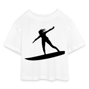 Surfing female - T-shirt Crop Top en jersey Enfant - blanc - Devant