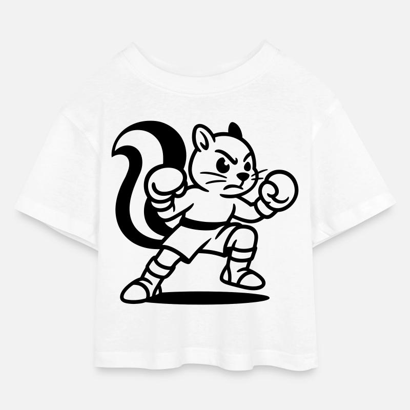 Boxer Eichhörnchen - Kinder Cropped Jersey T-Shirt - Weiß