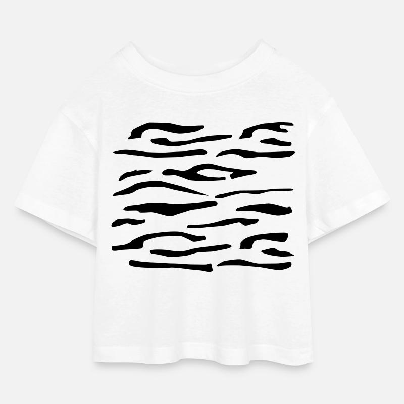 Tiger Stripes 2 - Kinder Cropped Jersey T-Shirt - Weiß